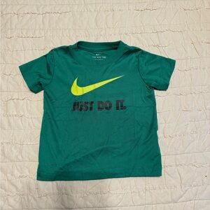 Nike Kids Teal T-Shirt with Yellow Swoosh